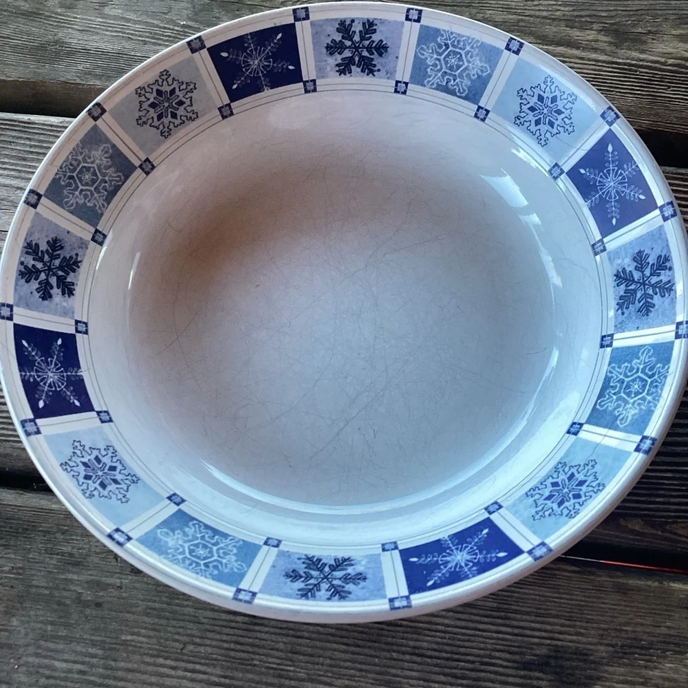 Sakura Winter Frost Stoneware Rimmed Soup Bowls - set of 2